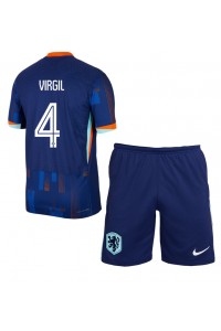 Fotbalové Dres Nizozemí Virgil van Dijk #4 Dětské Venkovní Oblečení ME 2024 Krátký Rukáv (+ trenýrky)